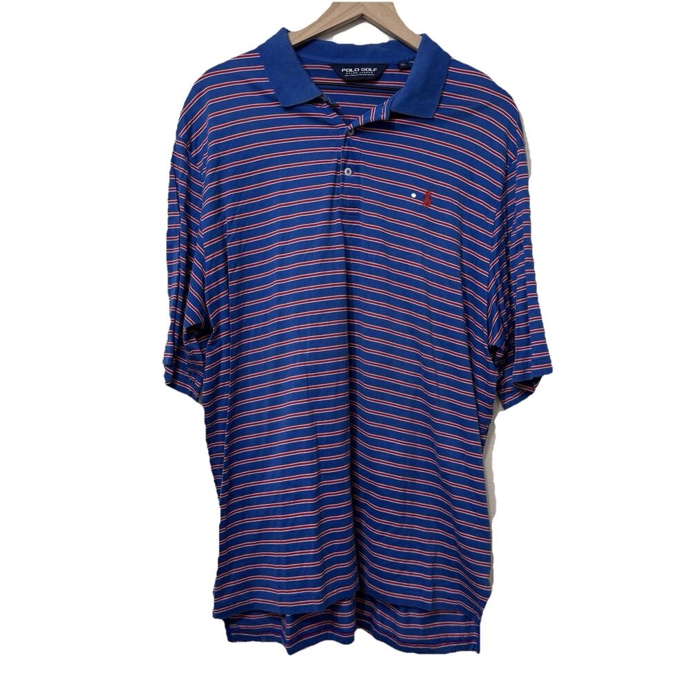 Polo Golf Ralph Lauren Men’s Striped Blue Red Golf Shirt 100% Pima Cotton XL